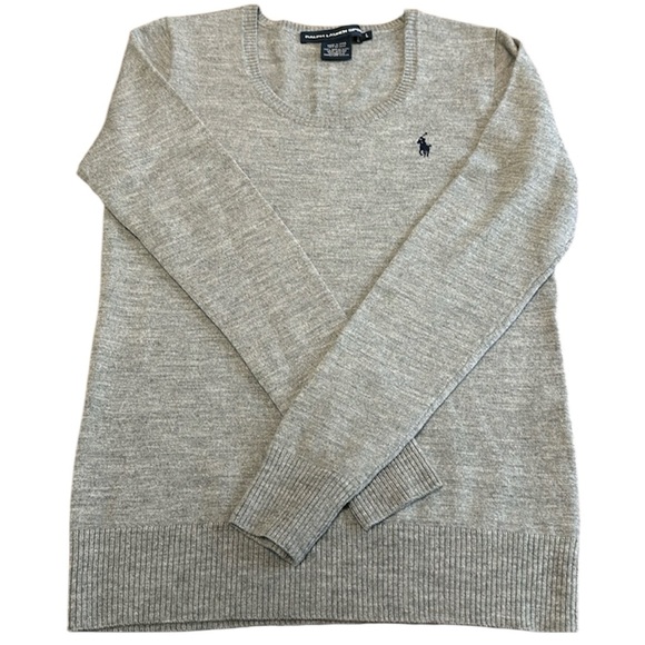 Ralph Lauren Merino Crew Neck Logo Gray Sweater - Picture 1 of 5